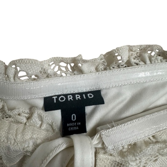 Torrid Blouse Lace Off Shoulder Corset Seamed Long Sleeve Coquette Size 0 Large - Picture 3 of 5